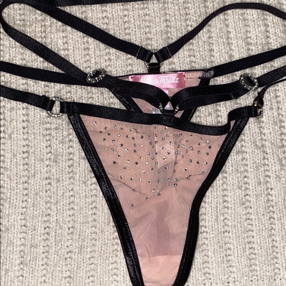 Sugar Thrillz Rhinestone Caged Bra & Thong Set - Picture 5 of 5